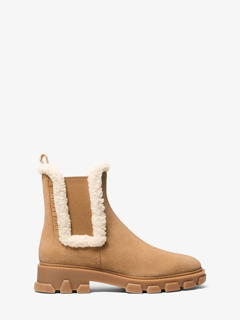 Michael Kors Tan Suede Ridley Boot with Faux Shearling Trim